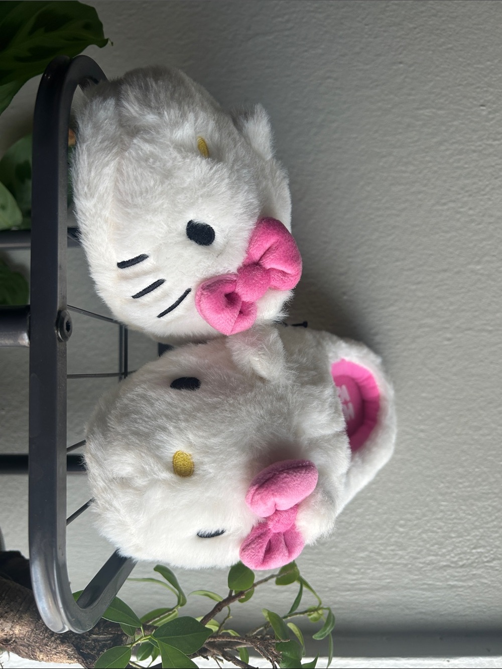 Hello Kitty White and Pink Plush Slip-Ons